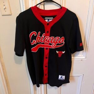 STARTER Black and Red Chicago Bulls Jersey